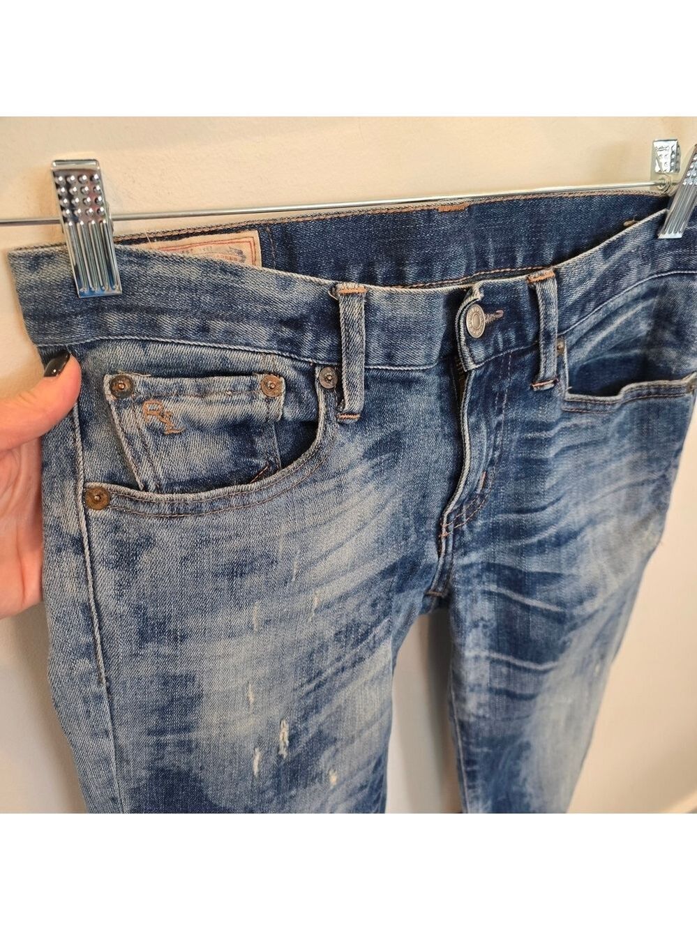 Polo by Ralph Lauren Tompkins Skinny Blue Distressed Jeans for Women size 26 - Picture 3 of 14